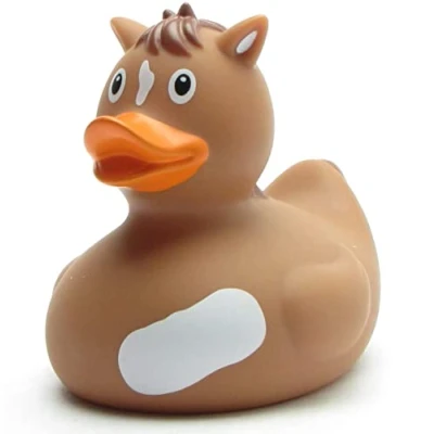 Afbeelding van badeend Pony I piep eendje L: 9 cm incl. sleutelhanger in set