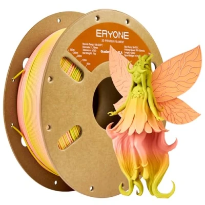 Afbeelding van ERYONE mat PLA 3D printerfilament, 1,75 mm, maatnauwkeurigheid +/ 0,03 1 kg, spoel, meerkleurig PLA, roze en geelgroen