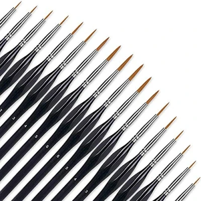 Afbeelding van Detailpenselen, premium 18 stuks, fijne penselen, schilderen op nummer (000 tot 8), miniatuurpenseel, tekenkwastenset voor gedetailleerd schilderen, gezichtsbeschildering, nagelkunst, aquarel en