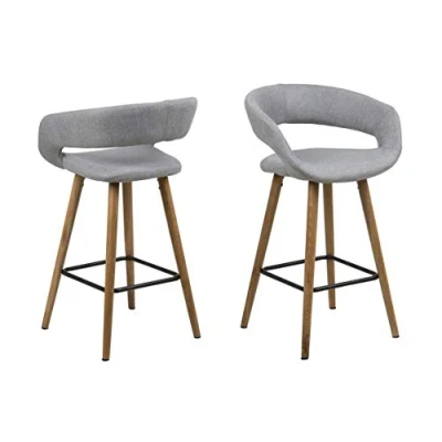 Afbeelding van AC Design Furniture Counterstuhl Jack, B: 56 D: 43 H: 88,5 cm, stof/eiken, grijs