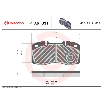 Afbeelding van Brembo Remblokset P A6 031