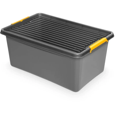 Afbeelding van ORPLAST SolidStore box met deksel / clips wielen 40 liter 58 x 39 25 cm grijs