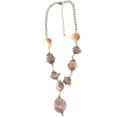 Afbeelding van Behave Kralen ketting bruin met hanger 37 cm