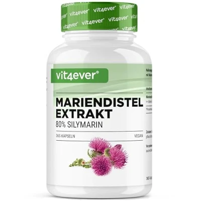 Afbeelding van Mariadistelextract 365 capsules met elk 500 mg 80% silymarine 12 maanden hoge dosering veganistisch