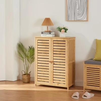 Afbeelding van [en.casa] Schoenenkast Klamp 87,5x66x33 cm bamboe