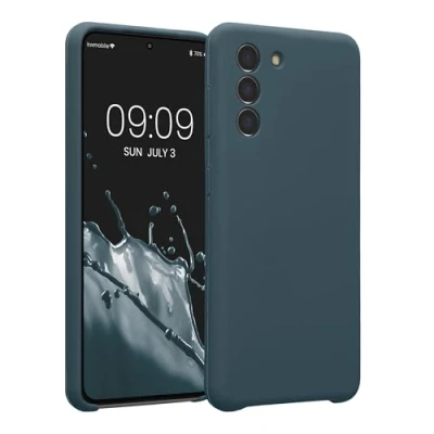 Afbeelding van kwmobile telefoonhoesje compatibel met Samsung Galaxy S21 hoesje Back cover siliconen coating Smartphone case in leisteen