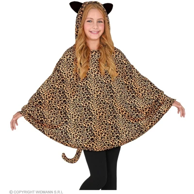 Afbeelding van Widmann Leeuw &amp; Tijger Luipaard Panter Kostuum Lazy Poncho Kind Bruin One Size Carnavalskleding Verkleedkleding