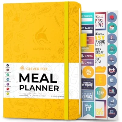 Afbeelding van Clever Fox Wekelijkse maaltijdplanner wekelijks en dagelijks maaltijdschema met boodschappen boodschappenlijsten voor menuplanning, gezond dieet gewichtsverlies, gaat 1 jaar mee, ongedateerd,