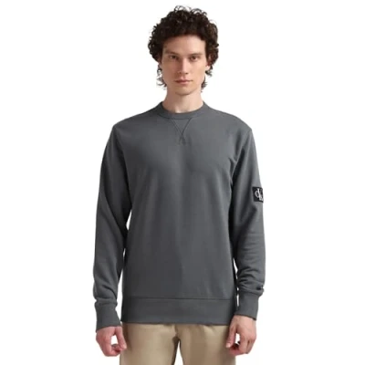 Afbeelding van Calvin Klein Jeans Heren Badge Crew Neck Sweatshirts, Eindeloos Grijs, XXL