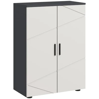 Afbeelding van kleankin Badezimmerschrank Beistellschrank mit Doppeltür Badschrank Verstellbar Ablagen, Aufbewahrungsschrank für Wohnzimmer 60 x 30 82 cm Grau