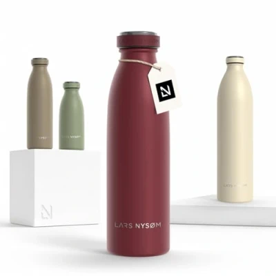 Afbeelding van LARS NYSØM &#039;Ren&#039; Roestvrijstalen drinkfles 500ml BPA vrij geïsoleerde waterfles 0,5 Liter Berry Red