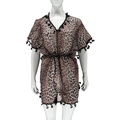 Afbeelding van Overtop Dames Beach Zomerjurkje Kaftan Leopard One Size