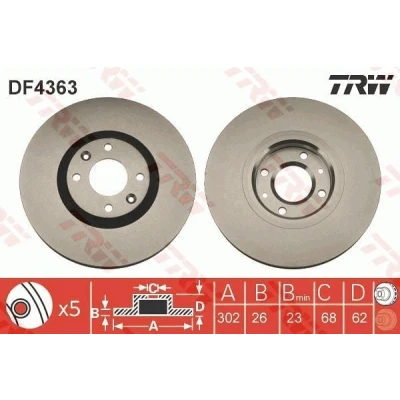 Afbeelding van Trw Remschijf DF4363