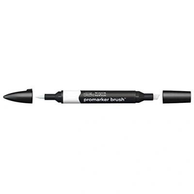 Afbeelding van Winsor &amp; Newton 0204161 Promarker Brush voor tekeningen, kalligrafie, ontwerp en lay outs, streeploos tekenen met beitel penseelpunt Cool Grey 1