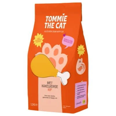 Afbeelding van Tommie the Cat 100% graanvrije kattenbrokken kattenvoer droogvoer bomvol verse kip 1 zak 2,2kg