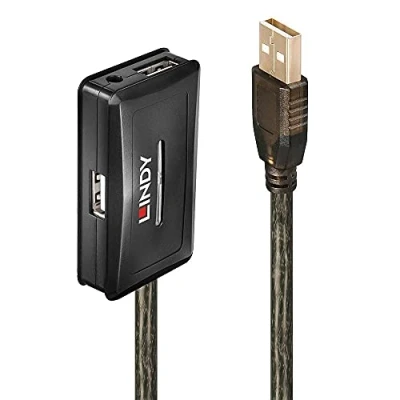Afbeelding van LINDY USB kabel 2.0 A stekker, bus, bus 10.00 m Grijs 42635