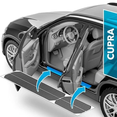 Afbeelding van Auto Instaplijstbescherming voor Cupra Born I 2021 2024 Beschermfolie, autodeur, accessoires, sierlijsten, lakbeschermingsfolie, carbon zwart