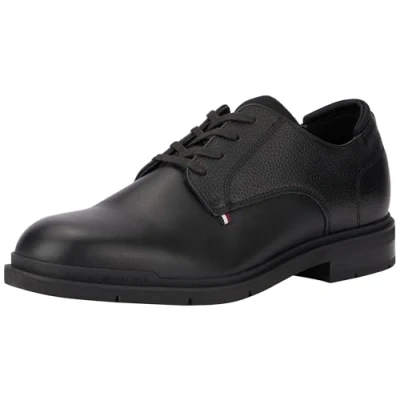 Afbeelding van Tommy Hilfiger Pebble Grain Derby Veterschoenen, Heren, Maat: 44, Black Leer
