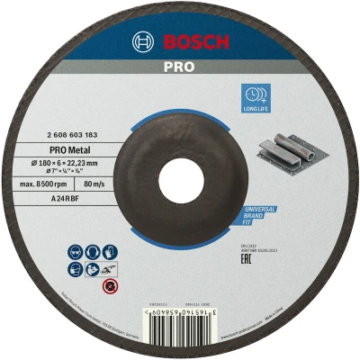 Afbeelding van Bosch Accessoires Afbraamschijf gebogen Standard for Metal A 24 P BF, 180 mm, 22,23 6,0 mm 1 stuks 2608603183