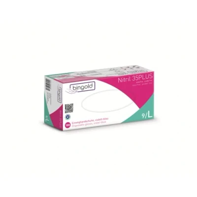 Afbeelding van BINGOLD 35PLUS (100 stuks) violet blauw nitril wegwerp handschoenen, poedervrij Large