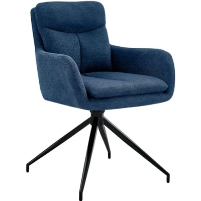 Afbeelding van CLP Eetkamerstoel Somers stof I Draaibare fauteuil blauw