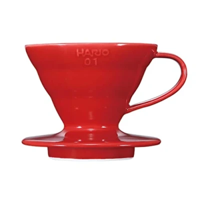 Afbeelding van Hario V60 keramische koffiedruppelaar giet over kegel koffiezetapparaat maat 01, rood