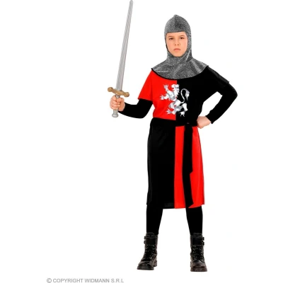 Afbeelding van Widmann Middeleeuwse &amp; Renaissance Strijders Kostuum Jongste Strijder Jongen Rood, Zwart Maat 140 Carnavalskleding Verkleedkleding