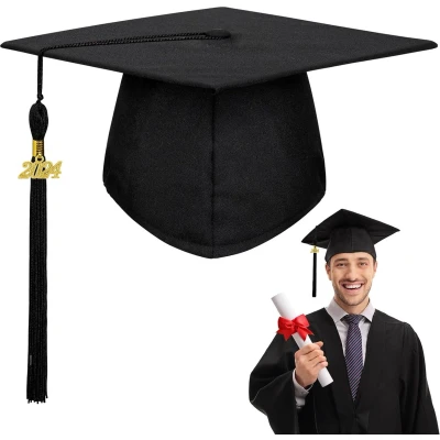 Afbeelding van afstuderen hoed met 2023 jaartal hanger verstelbare bachelor hoed, doktershoed, studentenhoed voor universiteit, hogeschool, afstuderen, cadeau zwart