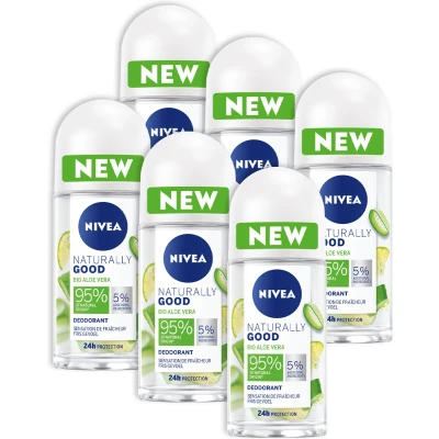 Afbeelding van 6x Nivea Deodorant Roller Naturally Good Aloe Vera 50 ml