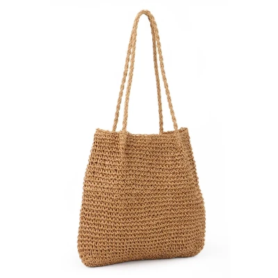 Afbeelding van Ibenzoa® Stijlvolle grote strandtas voor dames met geweven design en ruime capaciteit zomeravonturen
