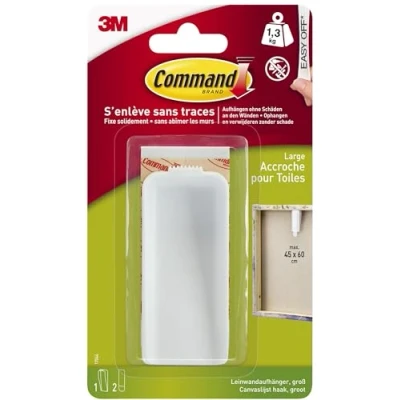 Afbeelding van Command canvas ophanghaak, wit, blister met 1 haak en 2 strips klevende