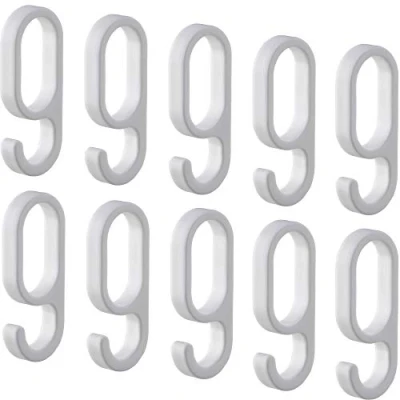 Afbeelding van Gedotec haken voor garderobestang garderobekoker ovaal H10623 kunststof wit kleerhanger 30 x 15 mm om op te schuiven 10 stuks kleerhaken ovale roedes