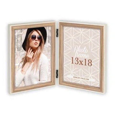Afbeelding van ZEP Houten Fotolijst Duo Kriss 2Q in wit met bruin voor 2x 10x15 EK2246