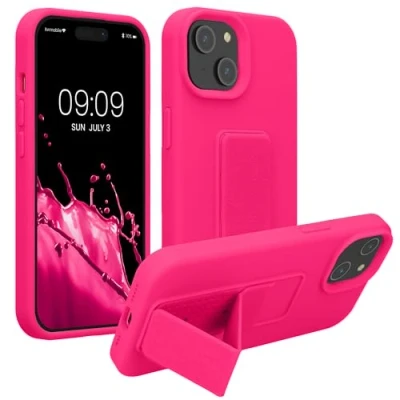 Afbeelding van kwmobile back cover voor smartphone geschikt iPhone 15 1x beschermhoesje van kunststof In neon roze