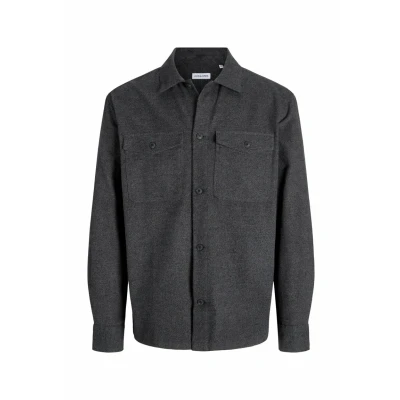Afbeelding van Jack &amp; Jones Overhemd Jjeperfect Melange Overshirt Ls Sn 12278822 Dark Grey Mannen Maat S