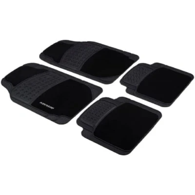 Afbeelding van Dunlop Automatten Set 4 Stuks 2 Auto Vloermatten 65 x 41 CM Matten 40 Passend Maken voor Elke PVC/Polyester Zwart