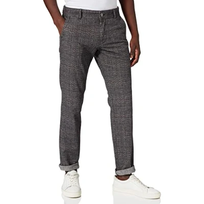 Afbeelding van Timezone Regular Luitz Vrijetijdsbroek voor heren, Grijs Zwart Rood Check, 31W x 34L