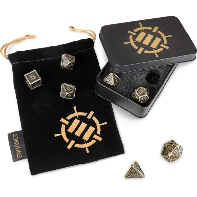 Afbeelding van Premium Metal RPG Dice Set Hoogwaardige Zware Metalen Dobbelstenen voor Een Ultieme Roleplaying Ervaring Prachtig Vormgegeven en Duurzaam Perfect Dungeons &amp; Dragons (D&amp;D), Pathfinder, Andere Spellen
