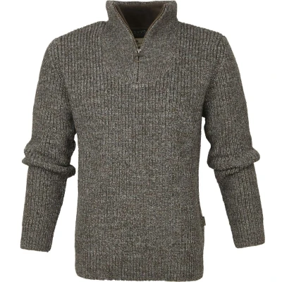 Afbeelding van Barbour NewTyne Zip Trui Wol Donkergroen maat L Heren Sweater met Regular fit Pasvorm Suitable Herenkleding