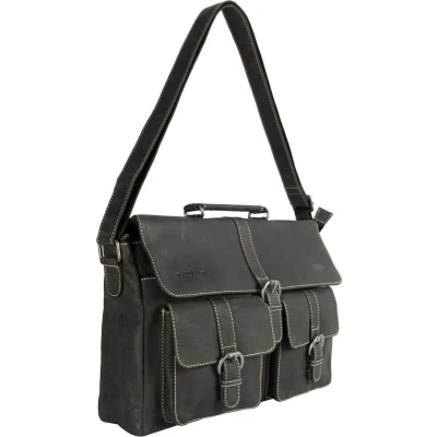 Afbeelding van Messenger Bag Werktas Schooltas Buffelleer Zwart Arrigo