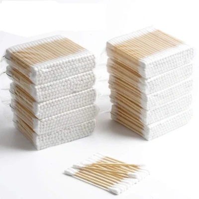Afbeelding van 1000x Wattenstaafjes Hout Bamboe Milieuvriendelijk 10x 100 stuks (1000 wattenstaafjes)
