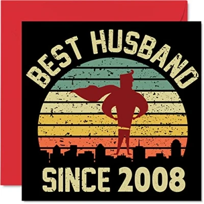 Afbeelding van Kristallen verjaardagskaart voor echtgenoot van vrouw Beste sinds 2008 I Love You Gifts, Happy 15th Wedding Anniversary Cards Partner, 145 mm x wenskaarten vijftiende