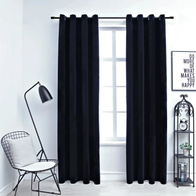 Afbeelding van Gordijn verduisterend met ringen 2 st 140x225 cm fluweel zwart