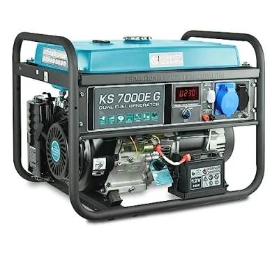 Afbeelding van Könner &amp; Söhnen KS 7000E G hybride benzine LPG 4 takt stroomgenerator, koperen generatoren 5500 watt, 1 x 16 A, 32 E start, automatische spanningsregelaar 230 V generator voor huis, garage of