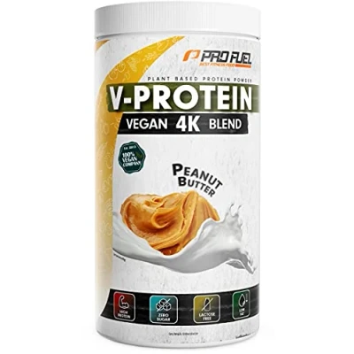 Afbeelding van Veganistisch proteïnepoeder, pindaboter, V proteïne, 4K mix, ongelooflijk lekker en romig, 750 g, van zonnebloemen, soja, hennepzaden pompoenpitten, plantaardig eiwitpoeder met 78% eiwit