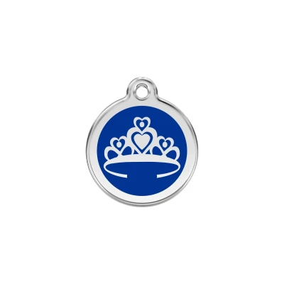 Afbeelding van Crown Navy roestvrijstalen hondenpenning small/klein dia. 2 cm RedDingo