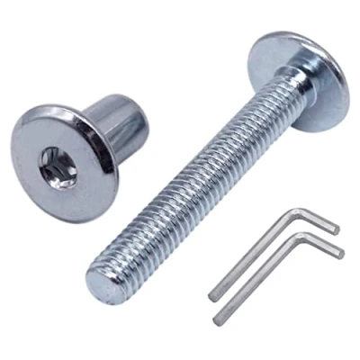 Afbeelding van (Pack van 20 stuks) Verzinkt stalen gezamenlijke connectorbouten M6 x 40 mm met moeren, meubelconnectorbout, zeskantinbussschroeven (20, (met moeren)