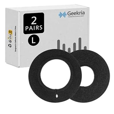 Afbeelding van Geekria 2 paar grote gebreide stof wasbare hoofdtelefoonhoezen/oortelefoonhoezen/oorkussens beschermer/rekbare sanitaire oorschelp, past op 4,3&quot; 6,3&quot; headsets (zwart)