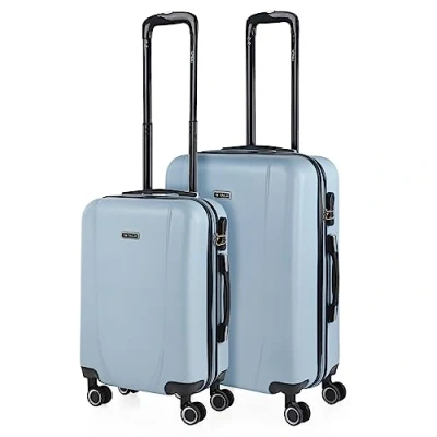 Afbeelding van ITACA Set van 2 stijve reiskoffers 55/65 cm, 4 wielen ABS. Bestand en licht. Boven zijhandgrepen geïntegreerd combinatieslot. Kleine cabine goedgekeurd medium. 71115, Lichtblauw,