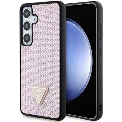 Afbeelding van Guess Rhinestones Triangle Logo Back Case Geschikt voor Samsung Galaxy S24 (S921) Roze